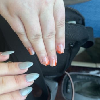Athena NaiL Bar - Orange squiggly pattern and cat eye nails - Nail Salons Near Me - Blaine, Minnesota Athena NaiL Bar - Orange squiggly pattern and cat eye nails - Nail Salons Near Me - Blaine, Minnesota