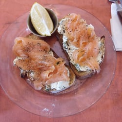 Passion Fruit Coffee Roastery - Smoked salmon and cream cheese toast - £4.95 - July 2016