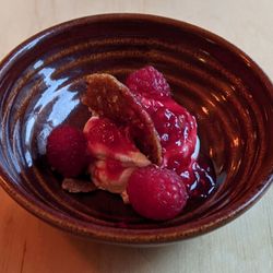 Smalhans - 09/03/23 Norwegian Raspberries, White Chocolate Goat Cheese, Biscuit