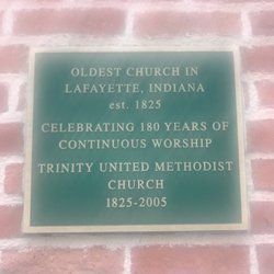 Trinity United Methodist Church - Plaque on the front of building