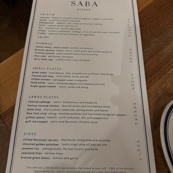 Saba - Nov 2025 dinner menu - Mediterranean Near Me - New Orleans, Louisiana Saba - Nov 2025 dinner menu - Mediterranean Near Me - New Orleans, Louisiana