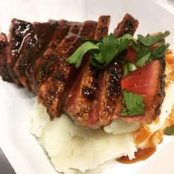 Surf N Soul Grill - Yellow Fin Tuna Steak on Homemade Whipped Potatoes