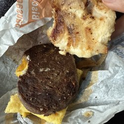 McDonald's - A biscuit with an old dried up patty and onions