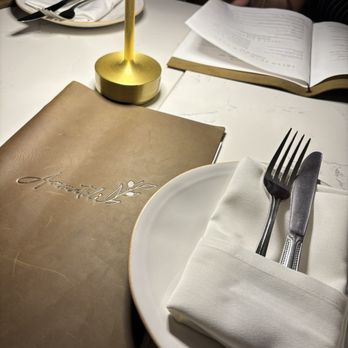Ammatoli - Menu and plate setting - Mediterranean Near Me - Long Beach, California