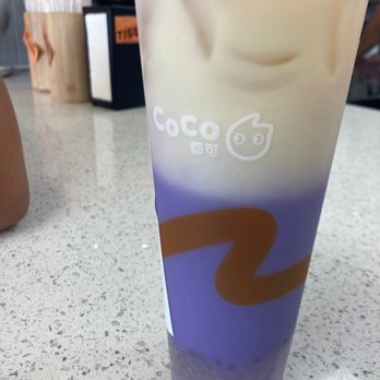 CoCo Fresh Tea & Juice - Taro Milk Tea before shaking - Bubble Tea Near Me - Davie, Florida