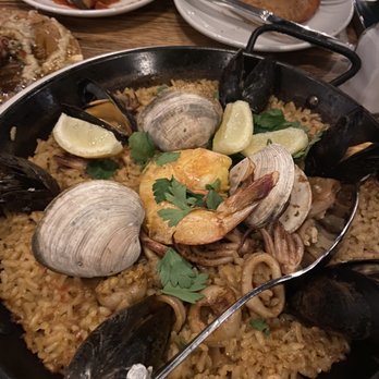 Barcelona Wine Bar - Seafood Paella half for 2 - Spanish Near Me - Cambridge, Massachusetts