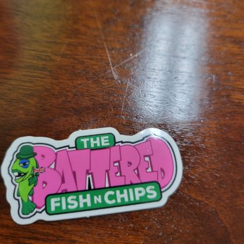 Battered Fish & Chips - Stickers they give you - Fish & Chips Near Me - Salem, Oregon