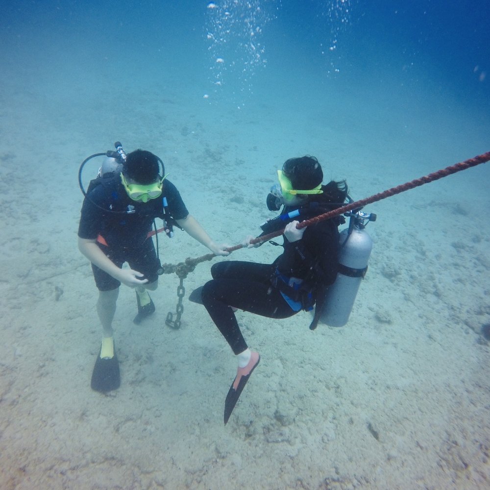 Oahu Diving - The rope that guided us down to the sea bed - Scuba Diving Near Me - Honolulu, Hawaii