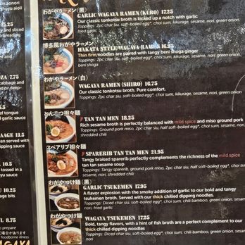 Wagaya - Menu - Ramen Near Me - Honolulu, Hawaii