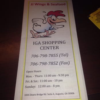 JJs Wings & Seafood - a menu for a restaurant - Chicken Wings Near Me - Augusta, Georgia