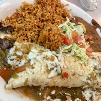 Chuy's - Steak Burrito with Mexican rice and beans - Bars Near Me - Fort Smith, Arkansas