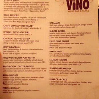Bella Vino Wine Bar & Tapas - Menu - Wine Bars Near Me - St. Charles, Missouri