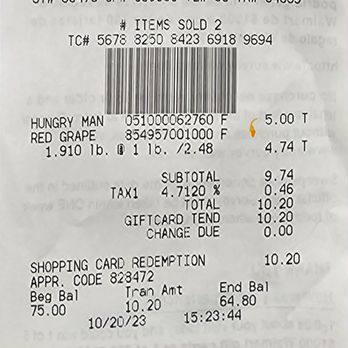 Walmart - Hungry-Man & Grapes receipt - Grocery Near Me - Honolulu, Hawaii Walmart - Hungry-Man & Grapes receipt - Grocery Near Me - Honolulu, Hawaii