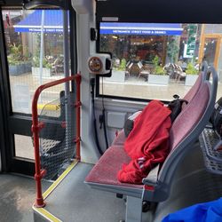 Hop on hop off bus tour - Front seat reserved for his drivers friend.