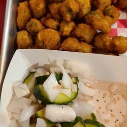Curly Que Barbeque and Catering - Okra and cucumber onion salad