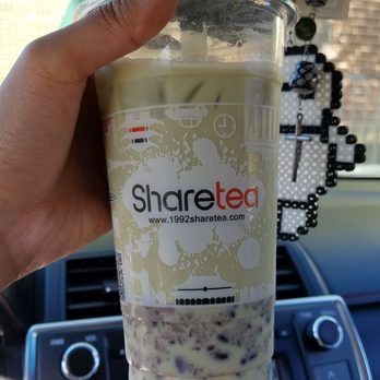 Sharetea - Matcha green tea milk tea with red bean toppings - Coffee & Tea Near Me - Cerritos, California Sharetea - Matcha green tea milk tea with red bean toppings - Coffee & Tea Near Me - Cerritos, California