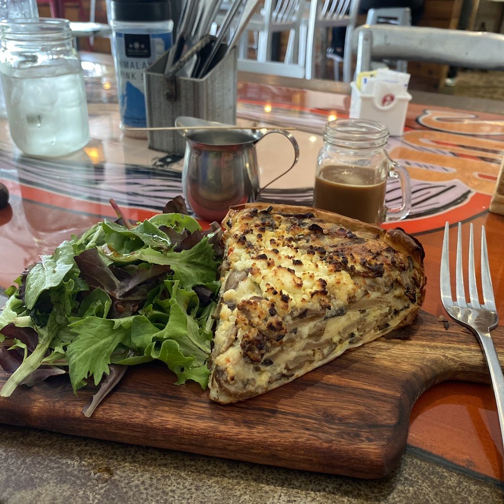 Mushroom goat cheese quiche