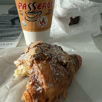 Passero's Coffee Roasters - Almond croissant and medium coffee. - Coffee & Tea Near Me - Philadelphia, Pennsylvania