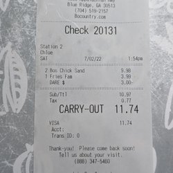 Bojangles - Receipt