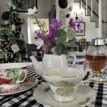 The Banten House Tea Room - a table with tea cups and saucers - Tea Rooms Near Me - Jackson, Louisiana