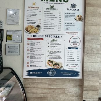 Café 107 - This is the menu for Cafe 107, connected to panaderia 107 - Bakeries Near Me - Aguadilla, Puerto Rico Café 107 - This is the menu for Cafe 107, connected to panaderia 107 - Bakeries Near Me - Aguadilla, Puerto Rico