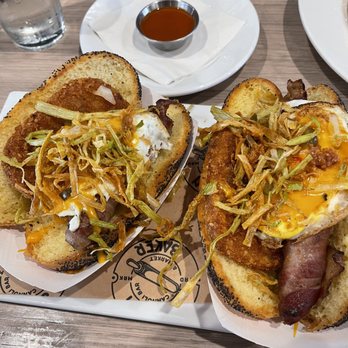 Hash Kitchen Arcadia - Brunch Hot Dogs... new menu item and hopefully here to stay.. so amazing!! - Breakfast & Brunch Near Me - Phoenix, Arizona Hash Kitchen Arcadia - Brunch Hot Dogs... new menu item and hopefully here to stay.. so amazing!! - Breakfast & Brunch Near Me - Phoenix, Arizona