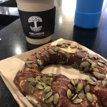 Oaklandish Coffee Collective - Dark roast drip coffee + Firestarter pretzel - Coffee & Tea Near Me - Oakland, California Oaklandish Coffee Collective - Dark roast drip coffee + Firestarter pretzel - Coffee & Tea Near Me - Oakland, California