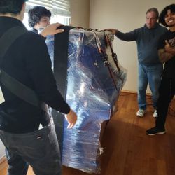 Shoffner Piano Movers - Piano prepared to carry down the stairs.  Possibly up to 900 lbs.  Crazy for agreeing to this!