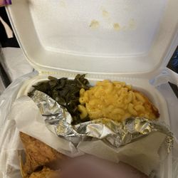 Soul Food Chess House - Fish macaroni and cheese collard greens