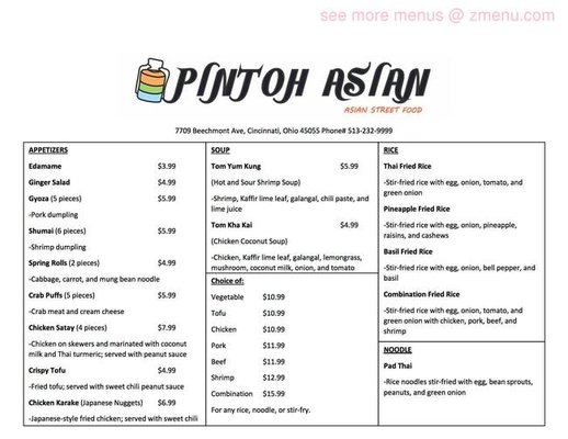 Menu photo 8 Pin Toh Asian Cincinnati, OH Menu photo 8 Pin Toh Asian Cincinnati, OH