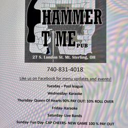 Hammer Time Pub - Main Menu- Lunch starts at 11am
