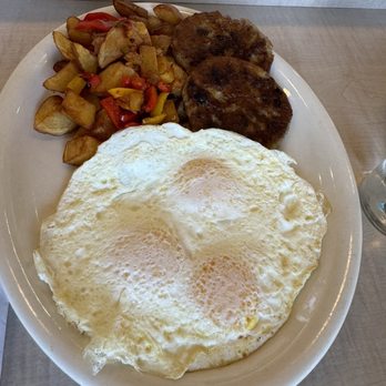 The Waffle - Over easy eggs sausage & hash browns - New American Near Me - Los Angeles, California