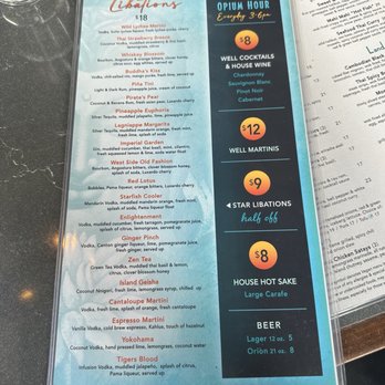Starfish - Happy Hour Drink Menu - Asian Fusion Near Me - Laguna Beach, California