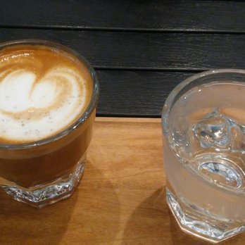 9Bar HNL - Cortado and water - Coffee & Tea Near Me - Honolulu, Hawaii