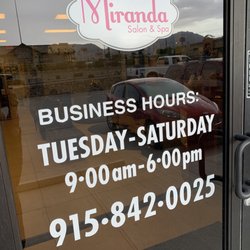 Miranda Salon & Spa - Business hours.