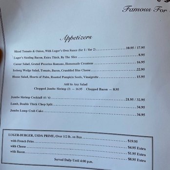 Peter Luger - Menu - Steakhouses Near Me - Brooklyn, New York