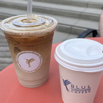CUP by Blue Hummingbird Coffee - Iced Blue Hummingbird Latte with Oat Milk and Cappuccino - Coffee & Tea Near Me - Irvine, California