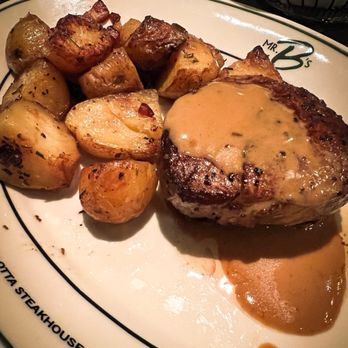 Mr. B's - A Bartolotta Steakhouse - 8 8oz Classic Filet Mignon with Bourbon Peppercorn Cream Sauce and Bacon-Roasted Potatoes - Steakhouses Near Me - Brookfield, Wisconsin