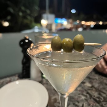 Nick's On State - Dirty Martini with Aviator Gin - best blue cheese olives! - New American Near Me - Carlsbad, California