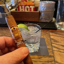 The Cigar Box - Perez Carillon - pretty good cigar. Ohhhh, and a Tito's/Tonic