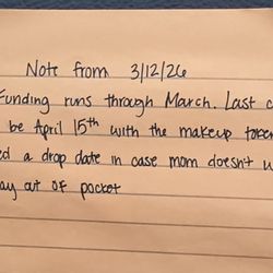 SafeSplash Swim School - Columbus/Sawmill South - This note states they knew since 3/12//26 about the last day, we were kicked out on 4/22/2026. It was done with intent