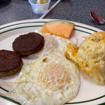 Wesner's Grill - Two eggs over easy with sausage n hash brown casserole. - American Near Me - Rogers, Arkansas