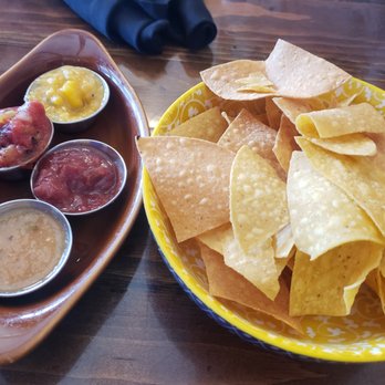 Coyote Kitchen - Chips with salsa sampler. Even the habanera salsa was mild. - Bars Near Me - Boone, North Carolina Coyote Kitchen - Chips with salsa sampler. Even the habanera salsa was mild. - Bars Near Me - Boone, North Carolina