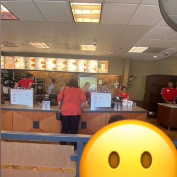 Chick-fil-A - Lots of standing around, only one person taking orders and filling drinks. Line is out the building - Fast Food Near Me - Redlands, California
