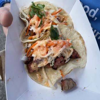 Mahope Cambodian Cuisine - Cambodian street tacos with chicken (2 of 3 pictured-too good to wait!) - Food Trucks Near Me - Cincinnati, Ohio Mahope Cambodian Cuisine - Cambodian street tacos with chicken (2 of 3 pictured-too good to wait!) - Food Trucks Near Me - Cincinnati, Ohio