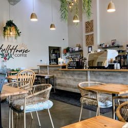 HullHouse Coffee - Interior seating and far corner of the order counter