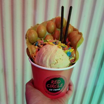 Red Circle Ice Cream - Original HK Egg waffle, Thai Tea Ice cream, Fruity Pebbles , and Pocky - Desserts Near Me - Houston, Texas Red Circle Ice Cream - Original HK Egg waffle, Thai Tea Ice cream, Fruity Pebbles , and Pocky - Desserts Near Me - Houston, Texas