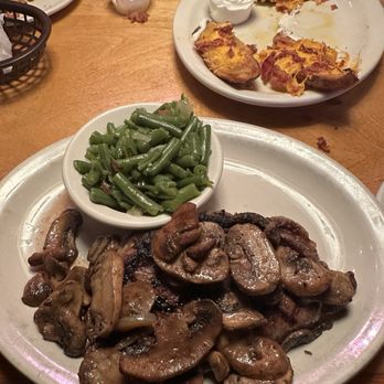 Texas Roadhouse - New York Steak + Sauteed Mushrooms   Tater Skins - above - Steakhouses Near Me - Modesto, California