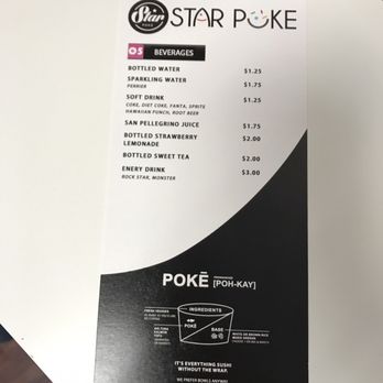 Star Poke - Back menu 3/7/2017 - Poke Near Me - Shoreline, Washington