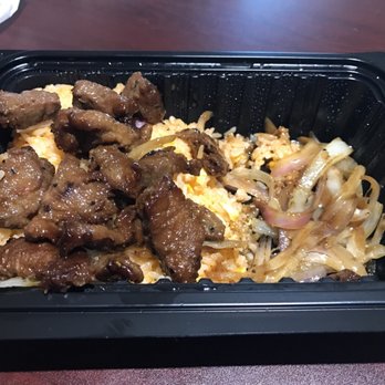 Cluck2Go - With a bed of onions on the bottom to elevate the small amount of beef they give u. - Hainan Near Me - Rowland Heights, California Cluck2Go - With a bed of onions on the bottom to elevate the small amount of beef they give u. - Hainan Near Me - Rowland Heights, California